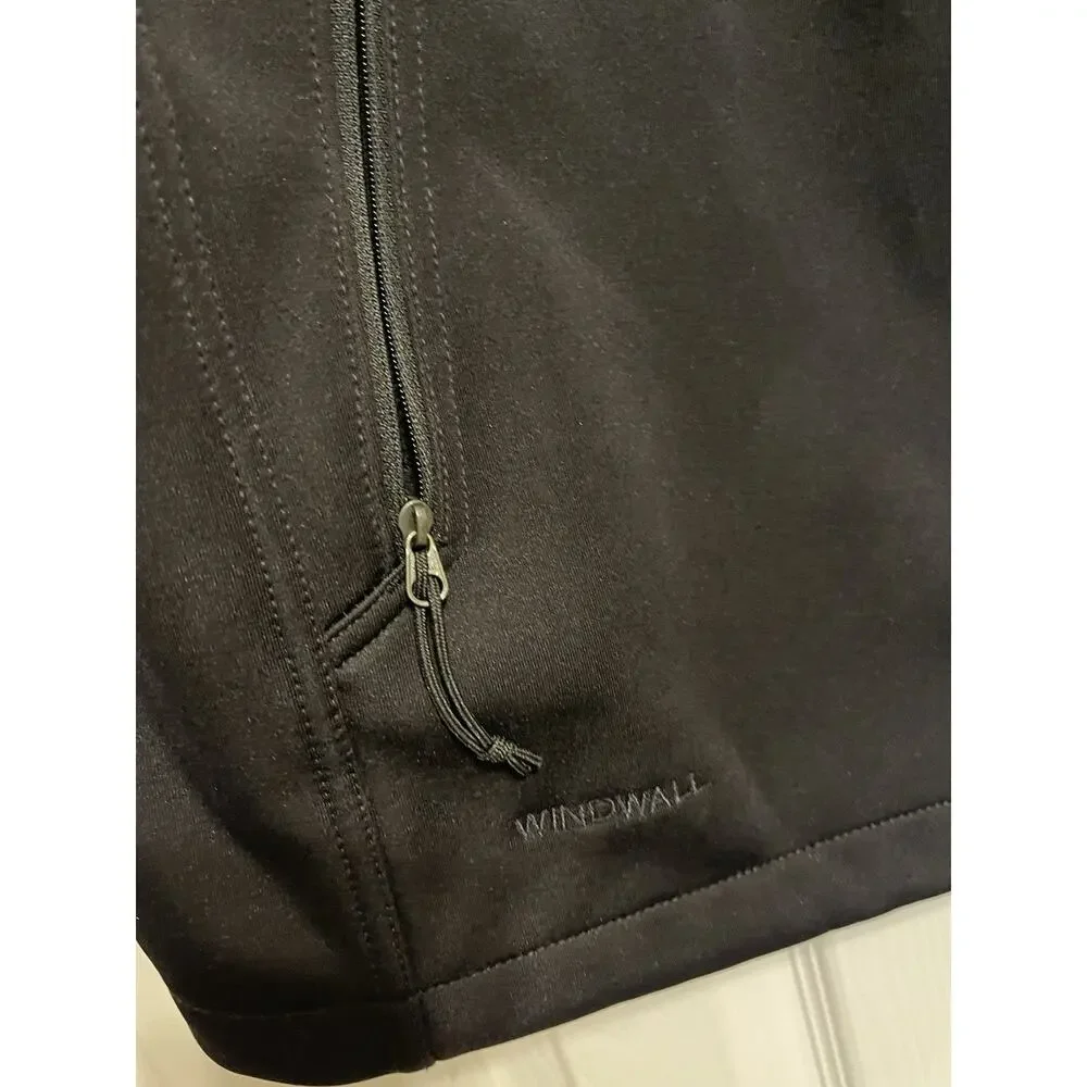 The North Face Mens Company Logo Black Ridgewall Windwall Soft Shell Vest L EUC